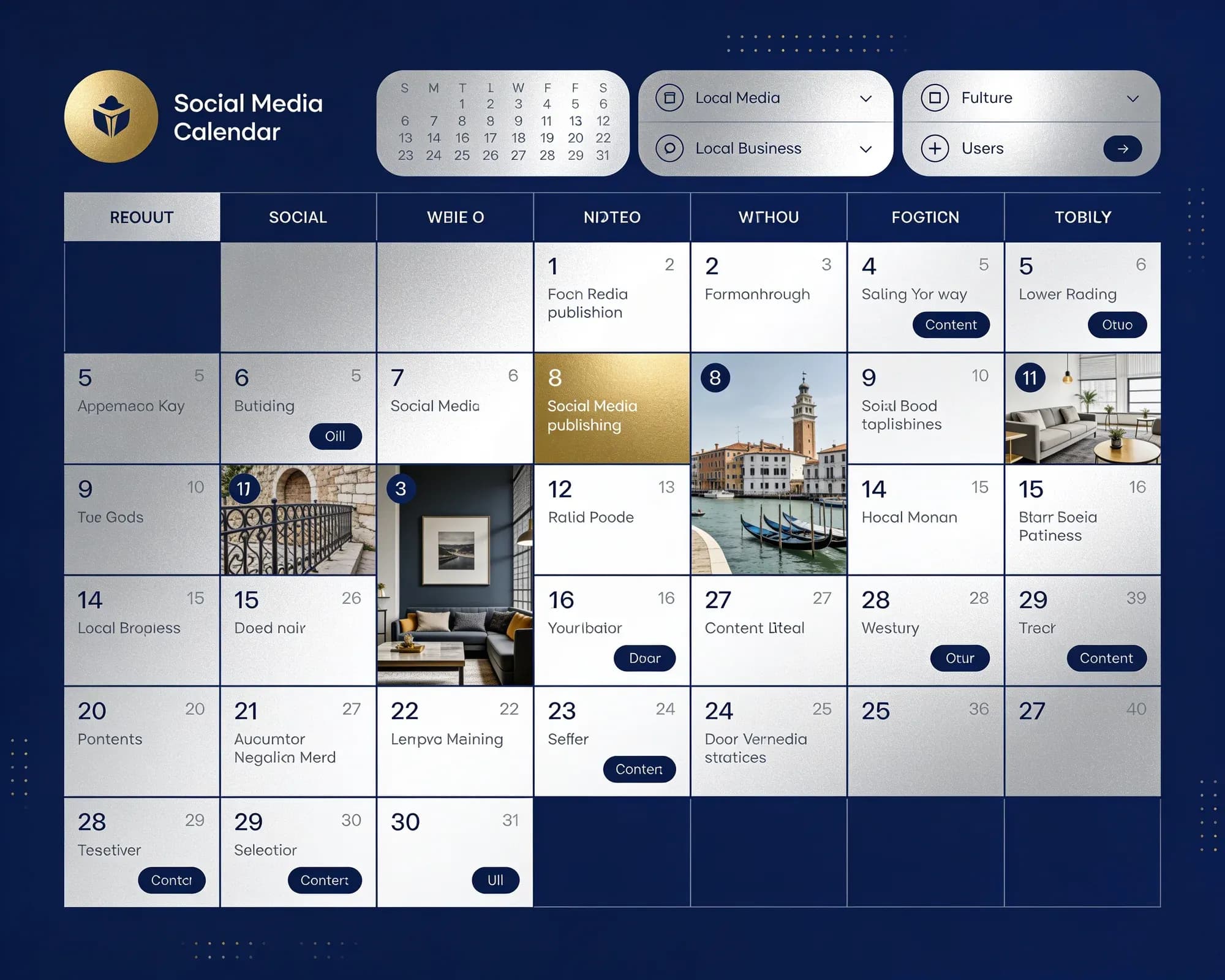 Managed social media publishing calendar for a local business filled with real job content